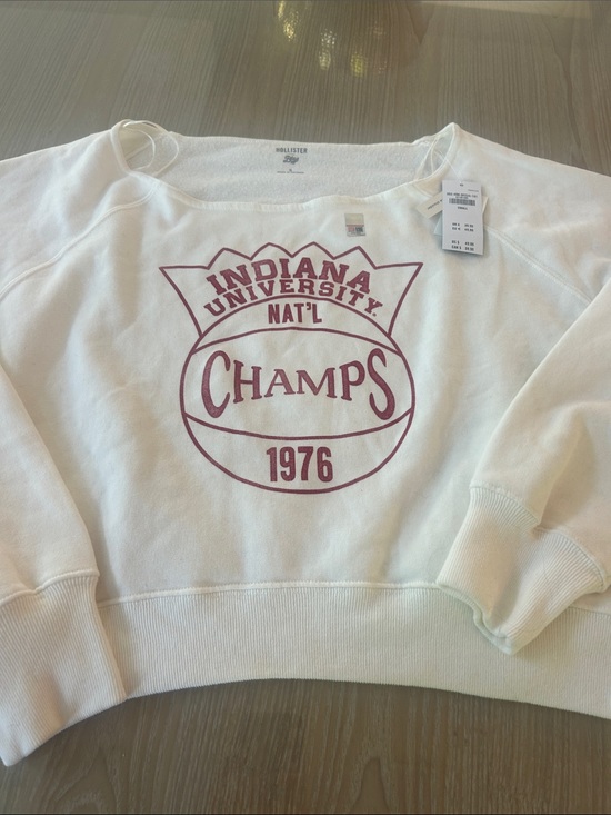 Hollister Tops - White off the shoulder Indiana University Sweatshirt